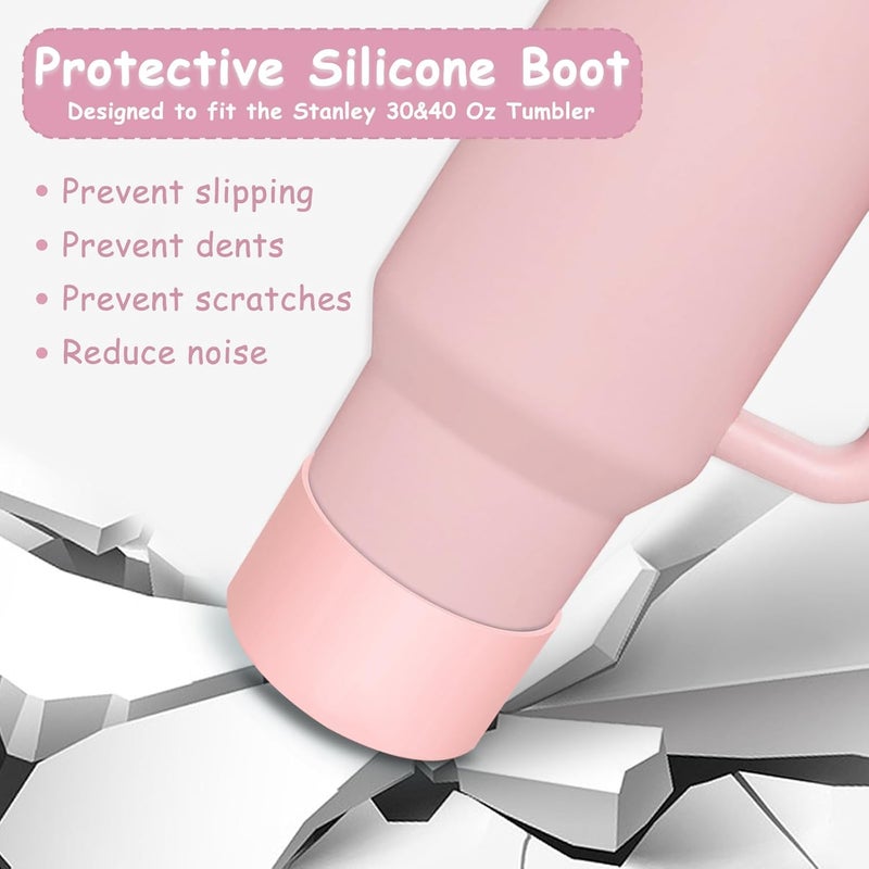 vikgle Stanley Cup Accessories Set,Including 2 Pcs 0.4in Straw Cover, 1 Silicone Spill-Proof Stopper Set of 3, 1 Cute Butterfly Handle Charm, 1 Silicone Boot Fits Stanley 40&30 Oz Tumbler (Pink) - Image 4